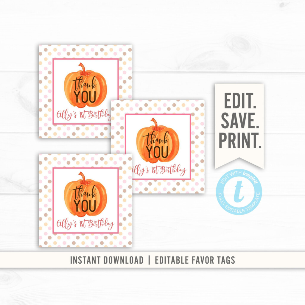 Pumpkin Thank You Tags Pumpkin Baby Shower Pumpkin Birthday Etsy 