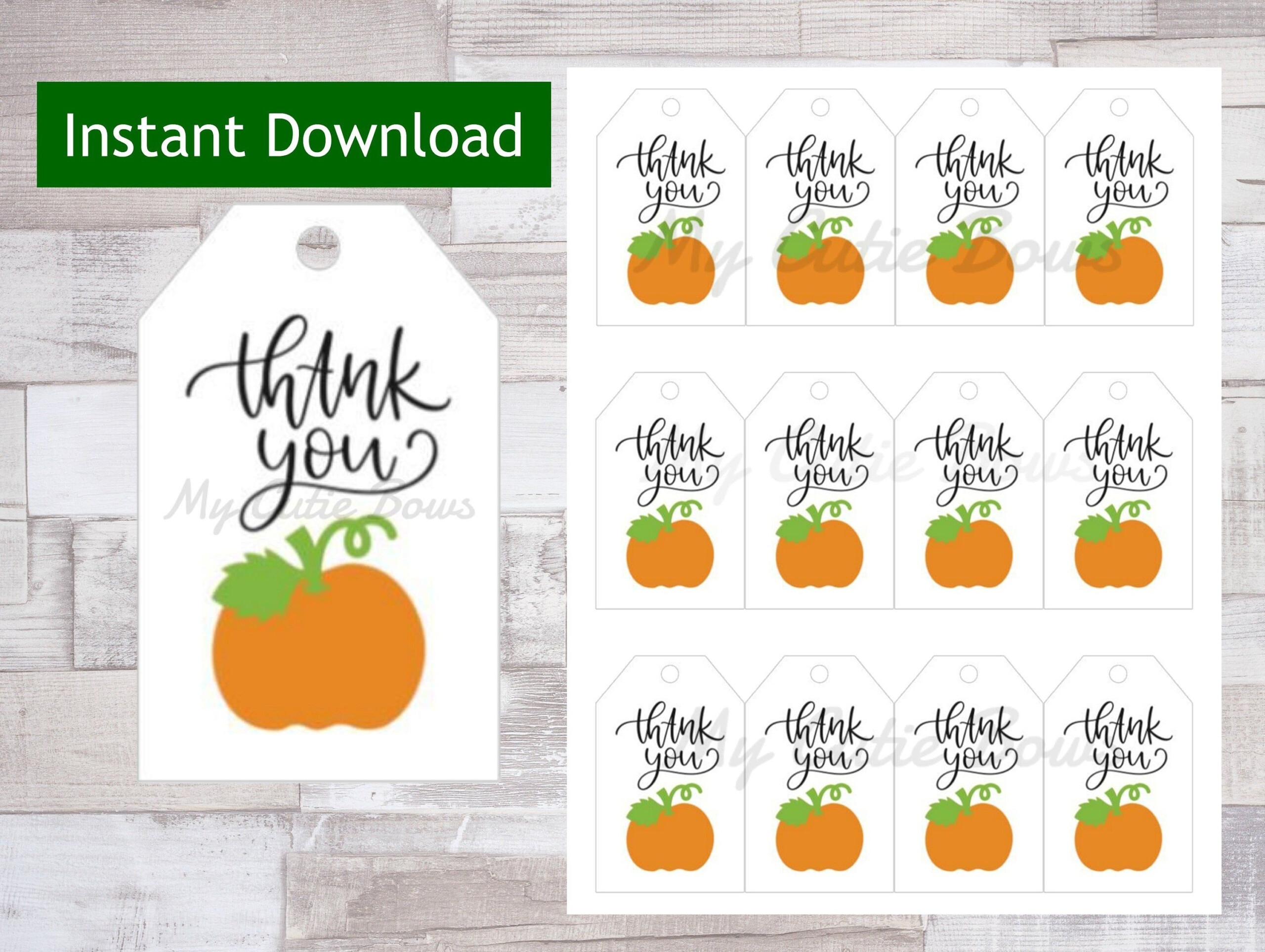 PRINTABLE Pumpkin Thank You Tags Birthday Party Etsy Thanksgiving