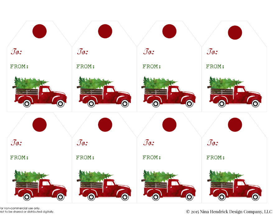 Red Christmas Truck Gift Tags Christmas Tree With Gifts Christmas 