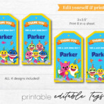 Baby Shark Favor Tags EDITABLE PDF Printable Tags Baby Shark Party