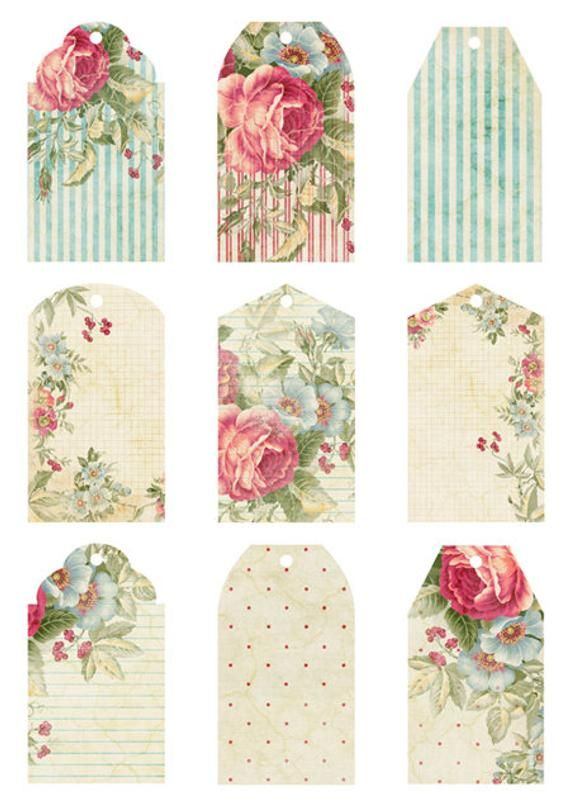 Floral Printable Gift Tags Shabby Chic Digital Tags Sheet