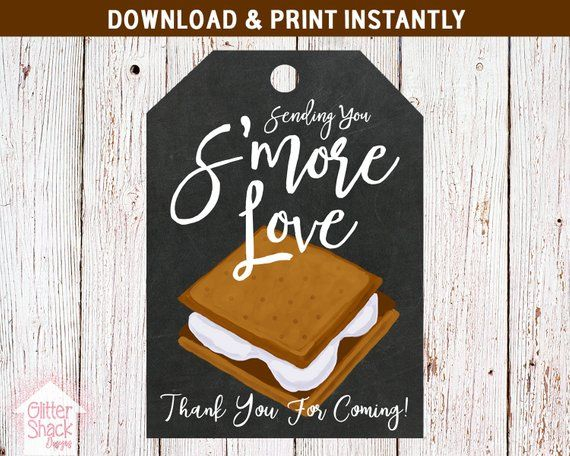 Smore Favor Tags PRINTABLE Smores Favors Tags Sending You Smore Love