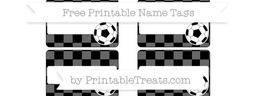 Free Black Checker Pattern Soccer Name Tags Printable Treats