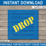 Printable Fortnite Supply Drop Party Tags Fortnite Party Favor Tags