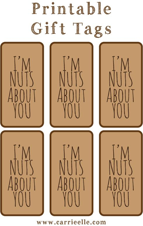 Free Printable Gift Tags I m Nuts About You Gift Tags Printable 