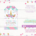 Unicorn Thank You Tag Unicorn Party Favor Tag Unicorn Favor Tag