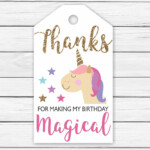 Unicorn Thank You Tags Printable Printable Unicorn Thank You Etsy