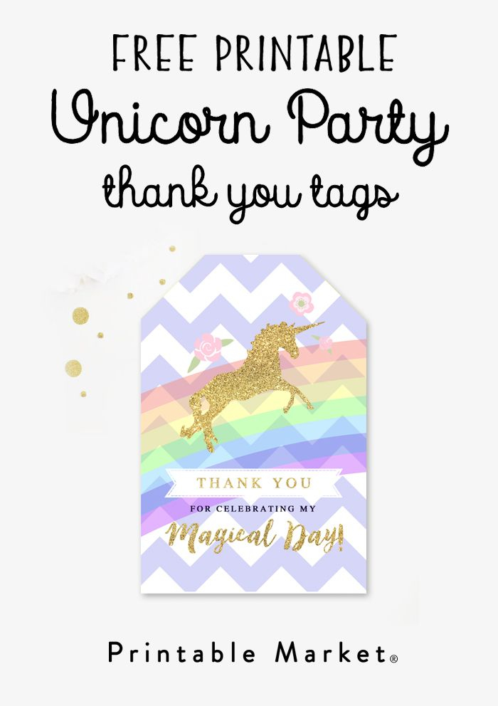 Free Unicorn Purple Thank You Tags Instant Download Printable