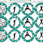 Volleyball Silhouette Printable Party Tags Cupcake Toppers Printab