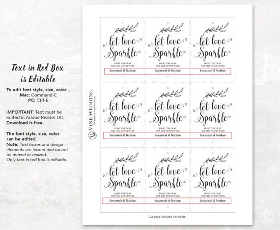 Sparkler Send Off Sign Tags Set Printable Wedding Sparkler Etsy