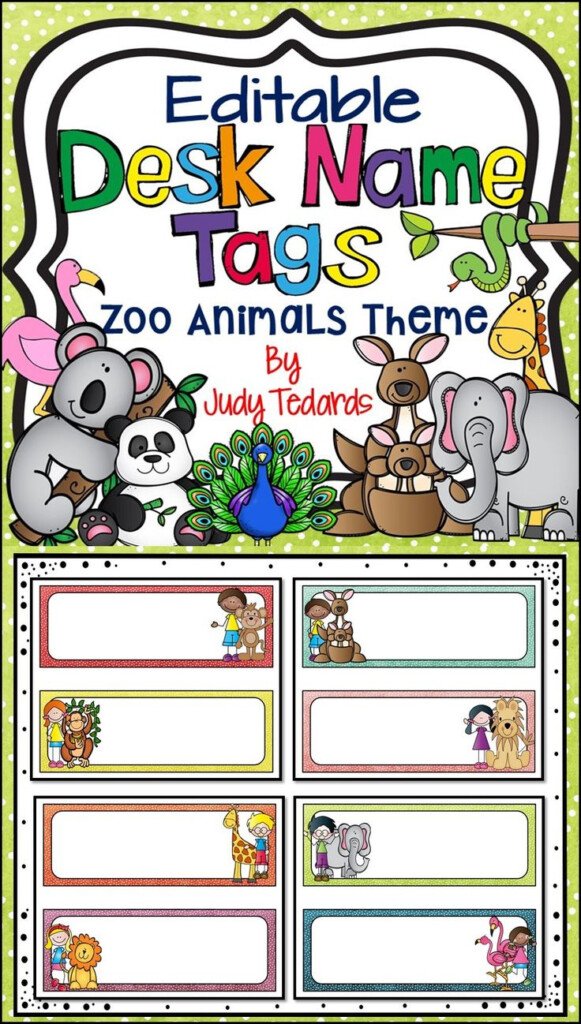 Editable Desk Name Tags Zoo Animals Desk Name Tags Desk Tags