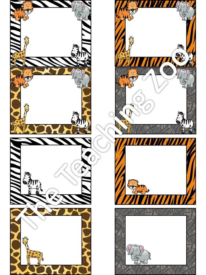 Zoo Animal Jungle Safari Themed Classroom Name Tags Labels Jungle