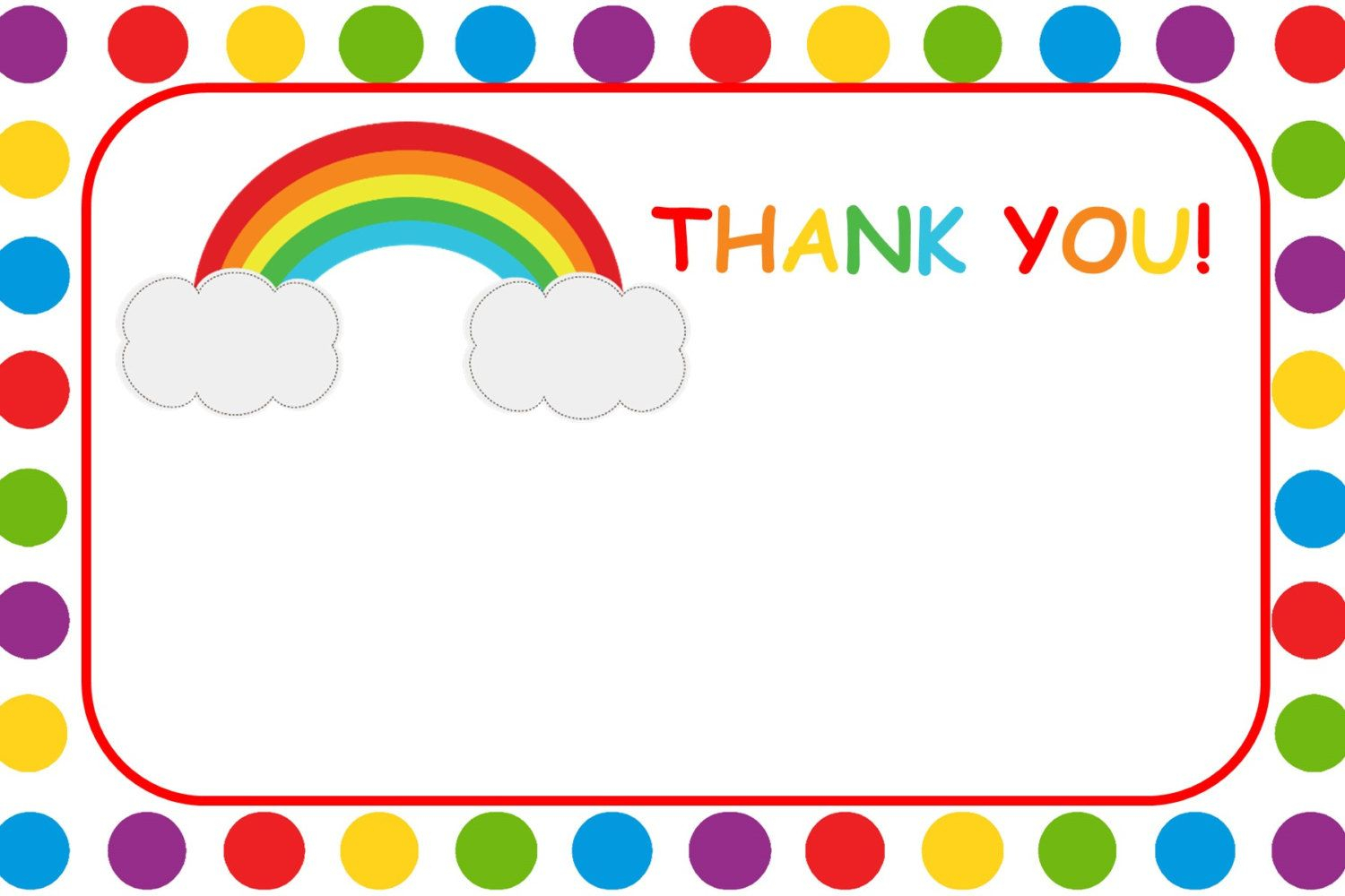 Rainbow Thank You Card Printable Decoraciones Para Carpetas