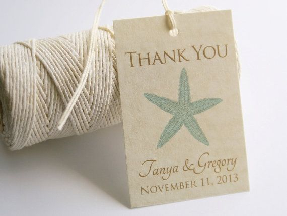 Printable Beach Wedding Favor Tags DIY Vintage Starfish Thank You Tags 