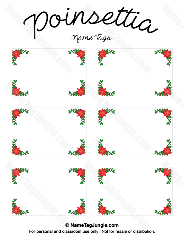 Free Printable Poinsettia Name Tags The Template Can Also Be Used For 