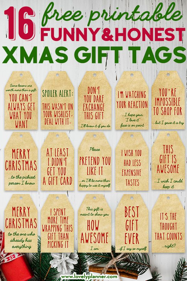 16 Free Printable Funny Honest Christmas Gift Tags Lovely Planner