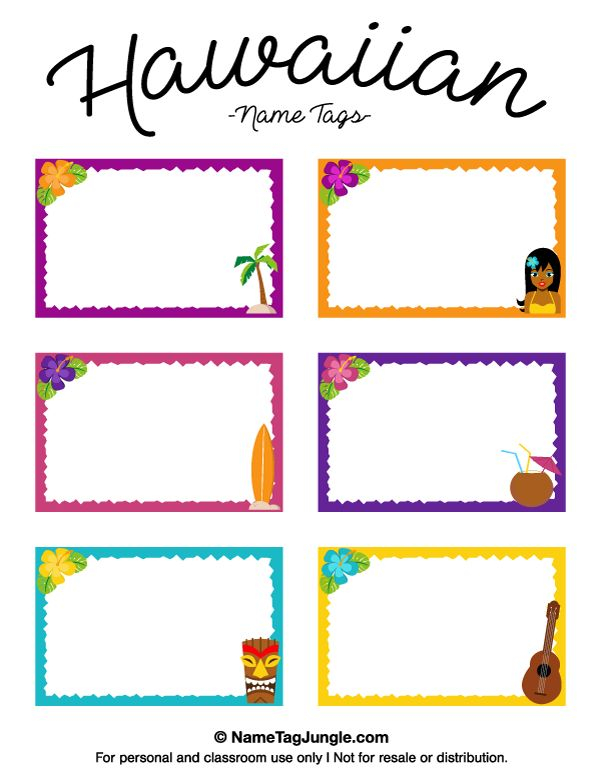 Printable Hawaiian Name Tags Hawaiian Names Name Tag Templates Name