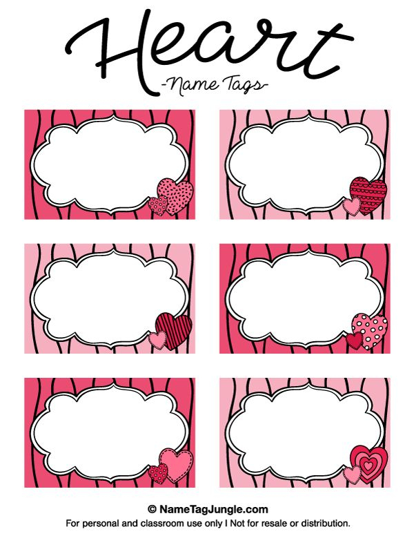 Printable Heart Name Tags Name Tag Template Heart Printable Tag 