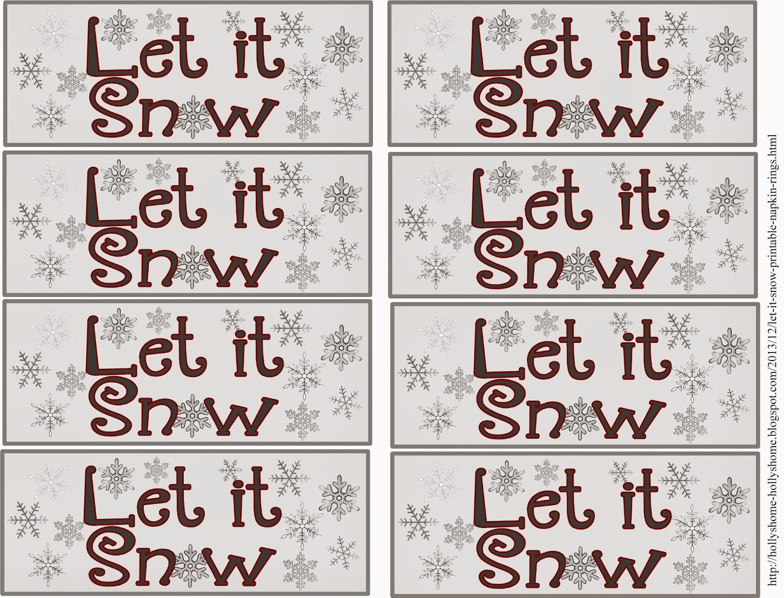 HollysHome Family Life Christmas Let It Snow Printable Napkin Rings