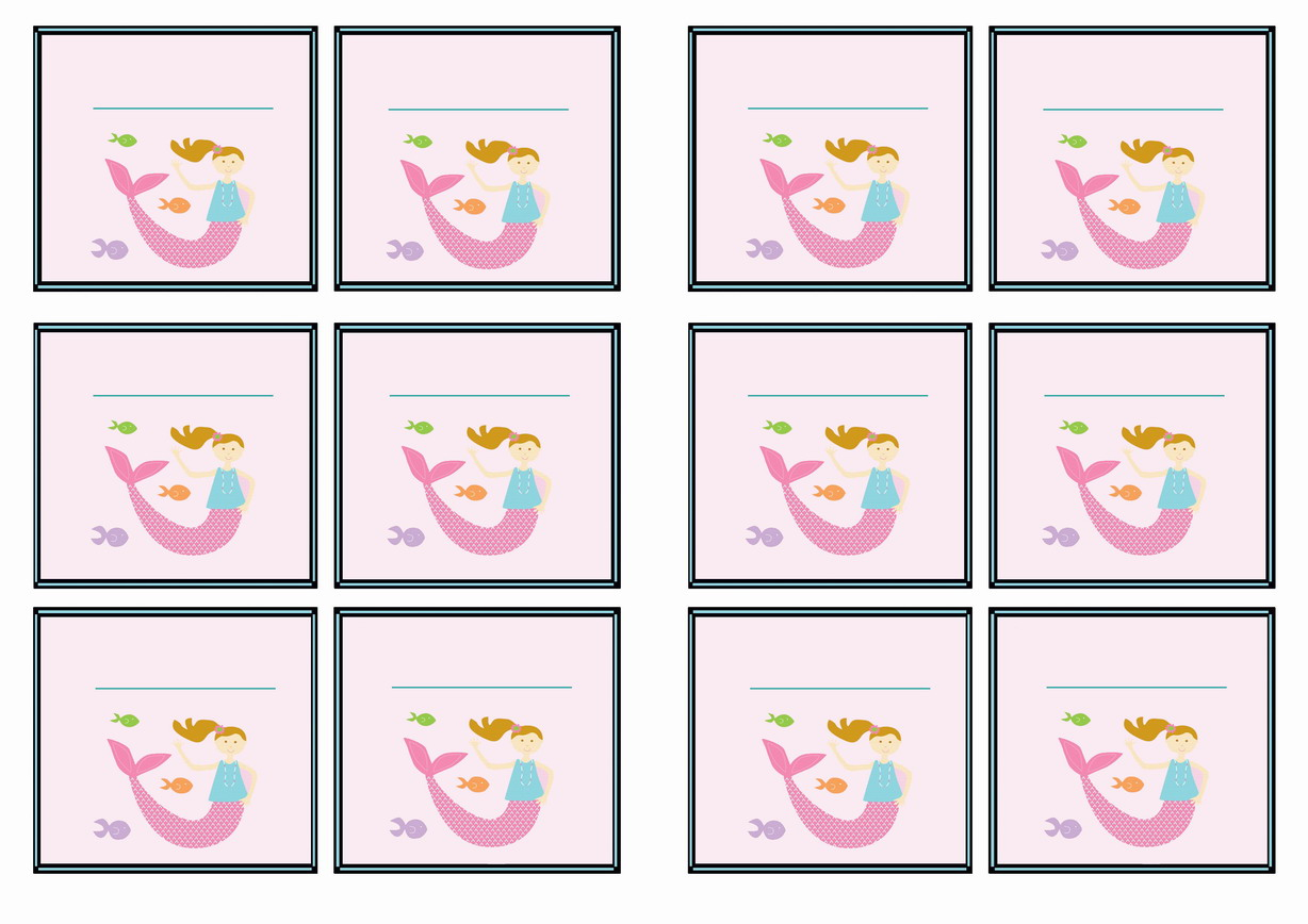 Little Mermaid Name Tags Birthday Printable