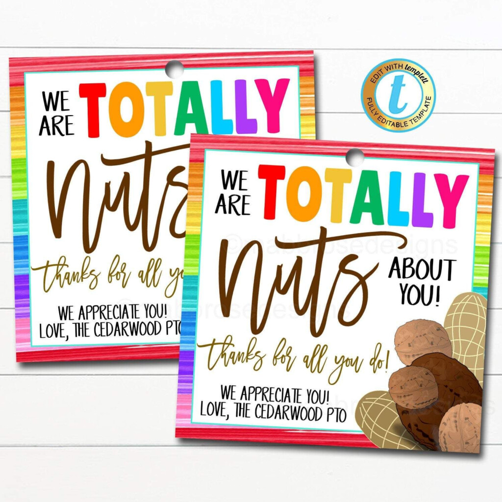 Nuts Gift Tag Teacher Staff Employee School Appreciation Week DIY 