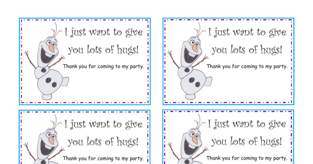 Olaf Notes pdf Frozen Birthday Party Thank You Party Frozen Birthday
