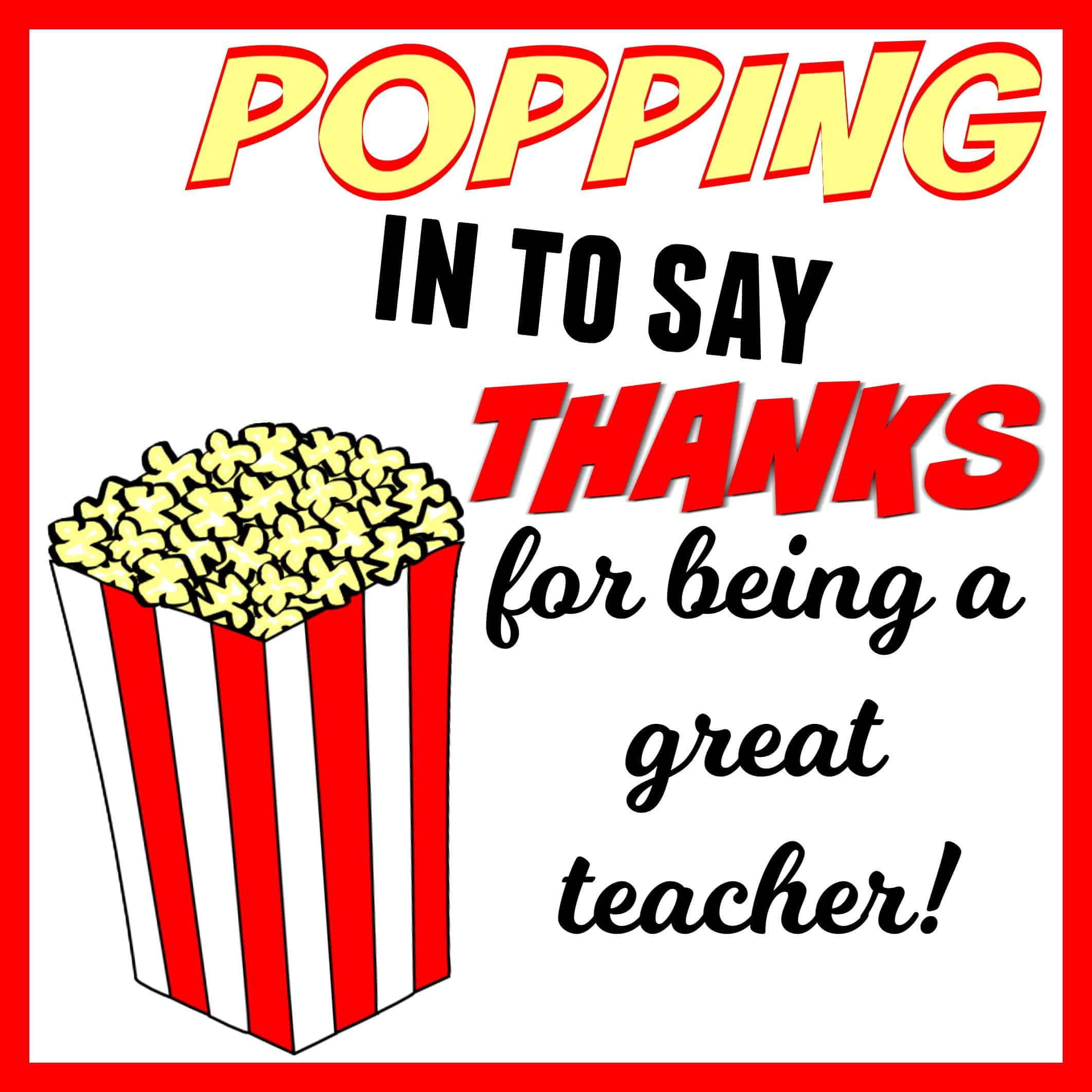 Popcorn Gift Tag Free Printable