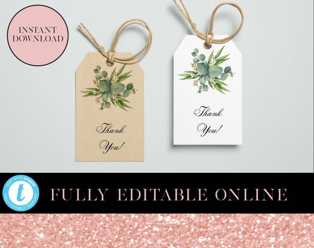 Greenery Printable Thank You Gift Tags Customisable Tags Gift Tags 