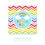 Rainbow Birthday Party Printable Thank You Favor Tags INSTANT