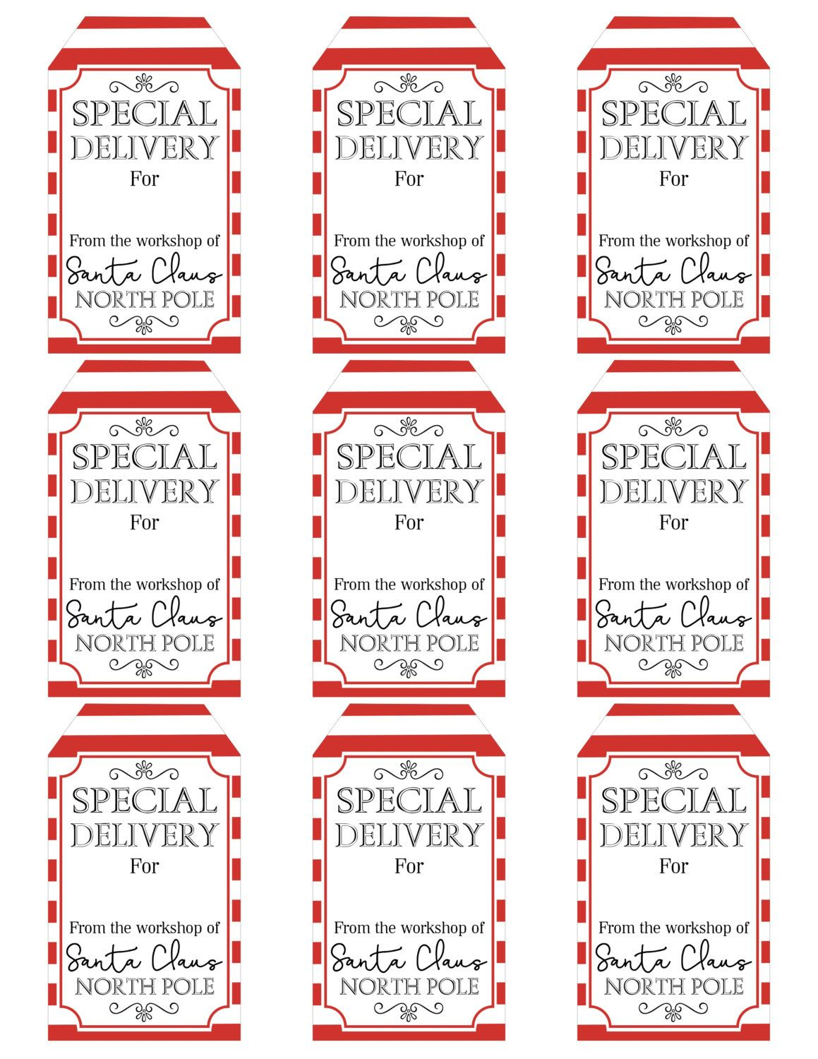 Printable Santa Gift Tags From Santa Tags Holiday Gift Etsy