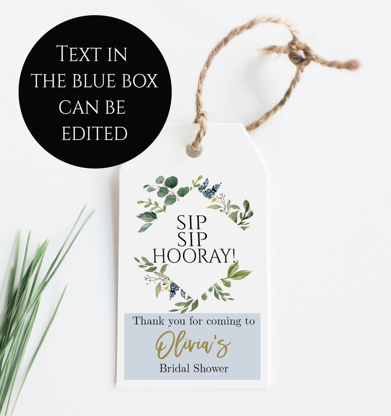 Sip Sip Hooray Tag Printable Shower Favor Template Bridal Etsy