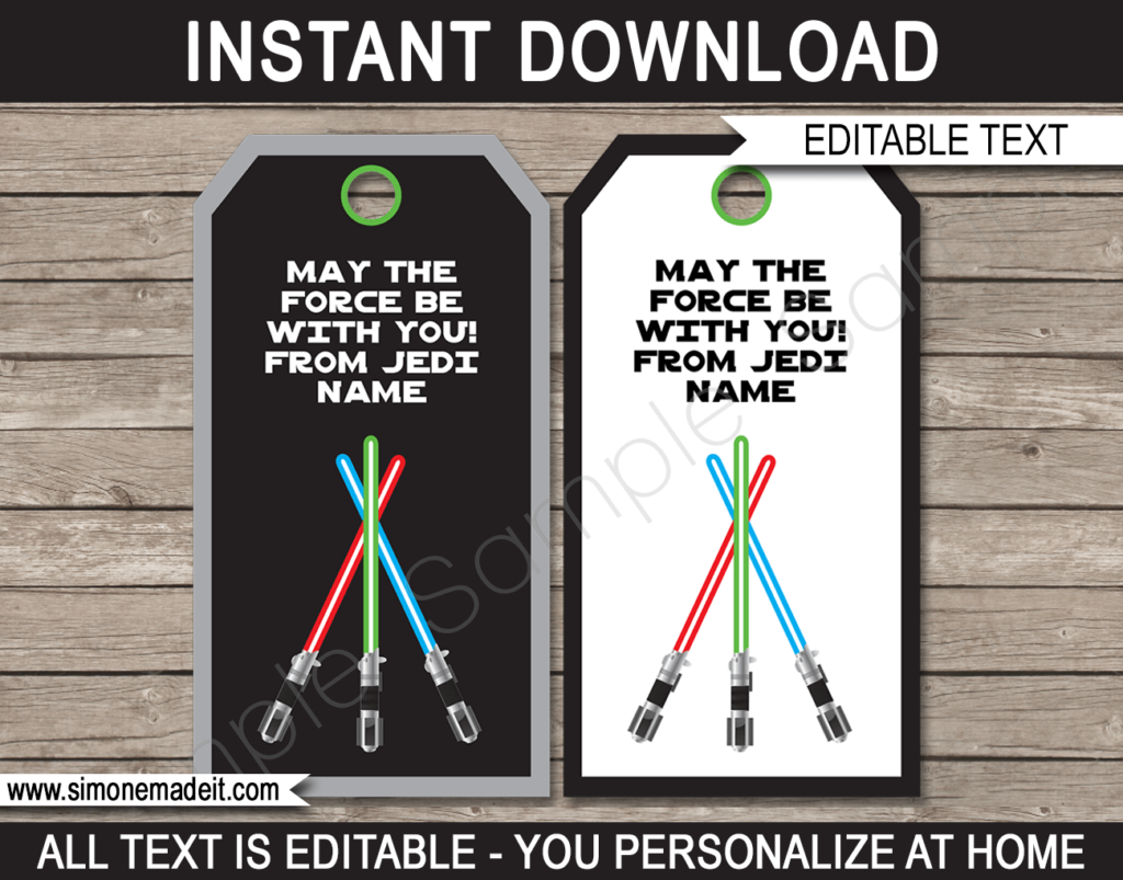 Star Wars Party Favor Tags Template Thank You Tags
