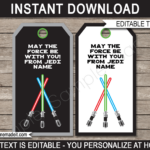 Star Wars Party Favor Tags Template Thank You Tags