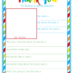 FREE Thank You For Being A Great Teacher Fill in the Blank Student