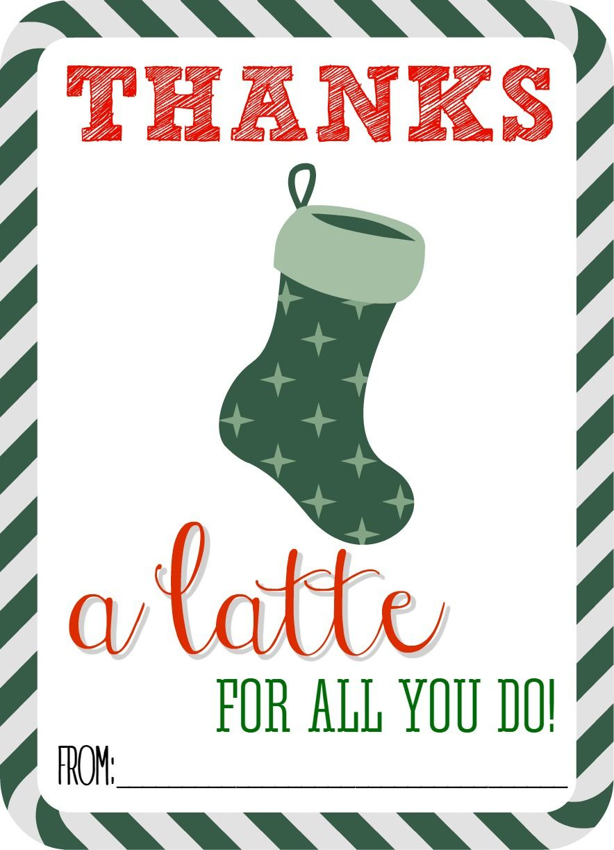 BlueHost Thanks A Latte Free Christmas Tags Diy Teacher
