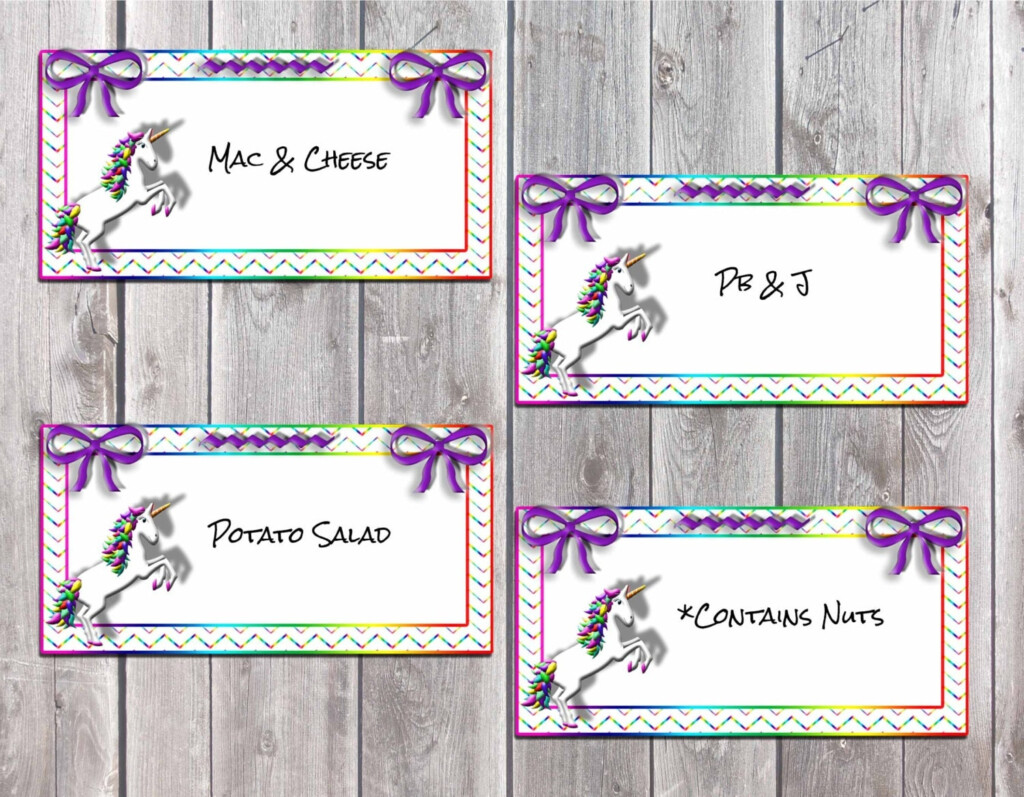 Rainbow Unicorn Buffet Labels Unicorn Party Food Labels