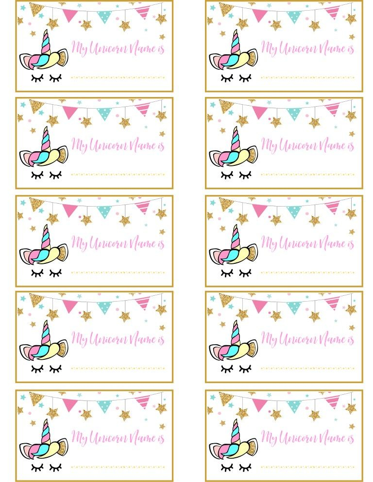 Unicorn Nametag Unicorn Birthday Party Decorations Unicorn Birthday 