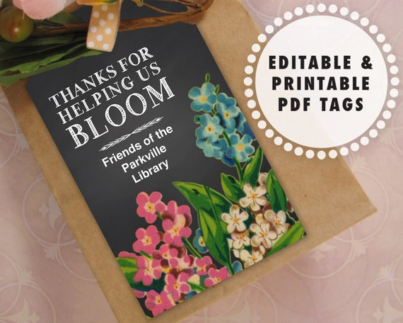 Thanks For Helping Us Bloom Gift Tags For Volunteers