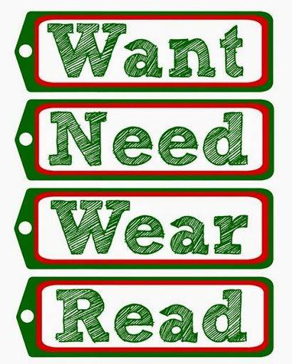 Want Need Wear Read Printable Gift Tags Christmas Tags Printable 